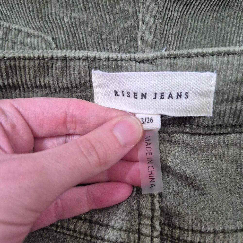Risen Jeans Kinsley High Waist Green Corduroy Wide Leg Pants Size 3/26 - Picture 4 of 7